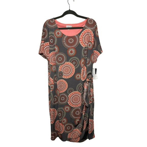 NWT Signature By Robbie Bee Ladies Short Sleeve Midi Scoop Neck Dress SZ 3X - Picture 2 of 9